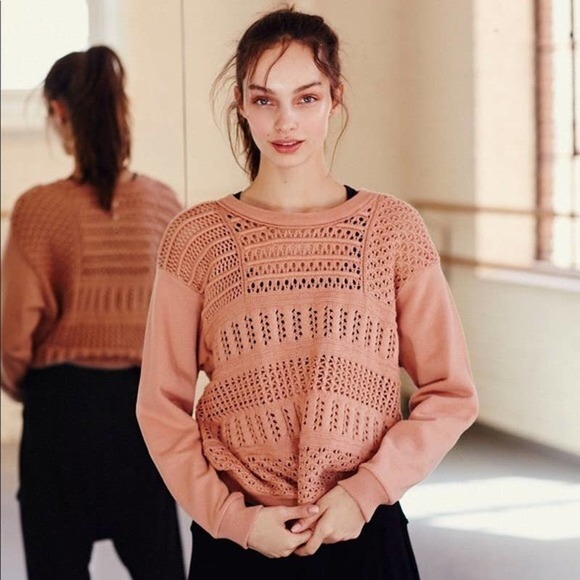 Free People Movement Keenan Sweater XS Pink Knit Crew Neck Long Sleeve 264 - Picture 2 of 9